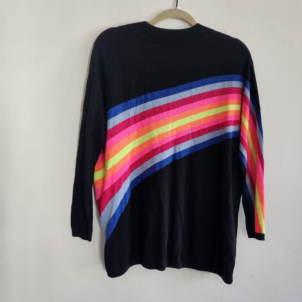 WISPR black colorful v neck sweater XS cotton silk oversized lightweight layers